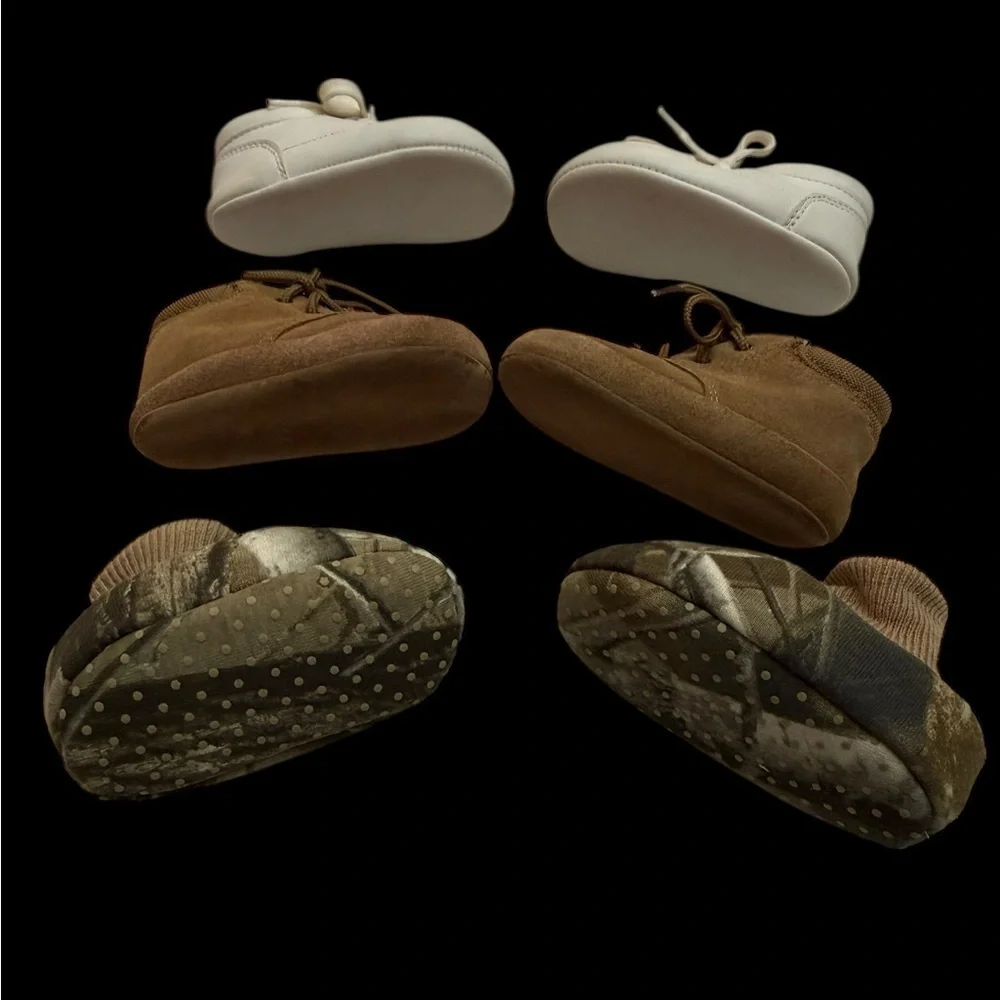 Stylish Kids Shoes Set - White, Brown, and Camouflage